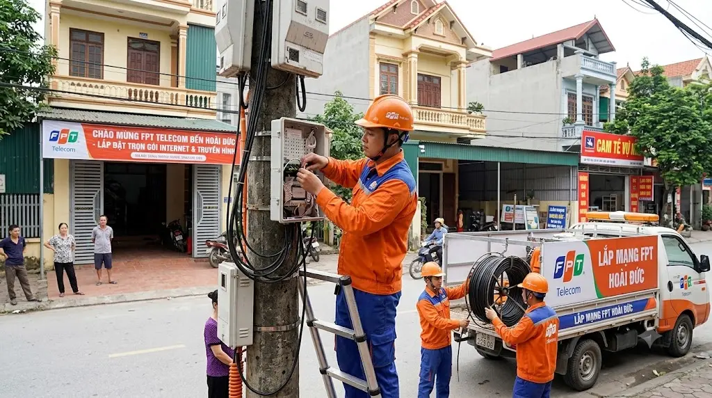 Lắp mạng FPT Hoài Đức Hà Nội tốc độ cao, WiFi 6 miễn phí, đăng ký Internet cáp quang và truyền hình FPT tại Hoài Đức.
