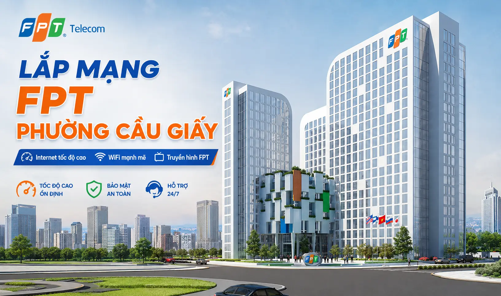 Tổng đài đăng ký lắp mạng FPT Phường Cầu Giấy với nhiều ưu đãi, miễn phí modem wifi, giá cước 255K/tháng