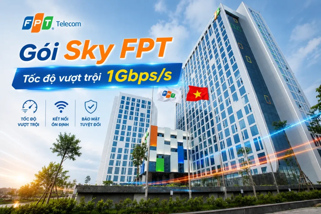 Gói Sky FPT là một trong những lựa chọn Internet tốc độ cao được nhiều khách hàng quan tâm khi có nhu cầu sử dụng mạng mạnh, ổn định và đáp ứng nhiều thiết bị cùng lúc. Gói cước nổi bật với tốc độ Download lên tới 1024Mbps và Upload 300Mbps