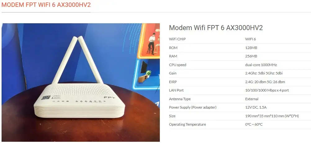 modem Wi-Fi 6 AX3000HV2 là thiết bị đáng chú ý với công nghệ Wi-Fi 6, khả năng hoạt động trên hai băng tần 2.4GHz và 5GHz, cùng các cổng kết nối mạng có dây phục vụ nhiều nhu cầu sử dụng khác nhau